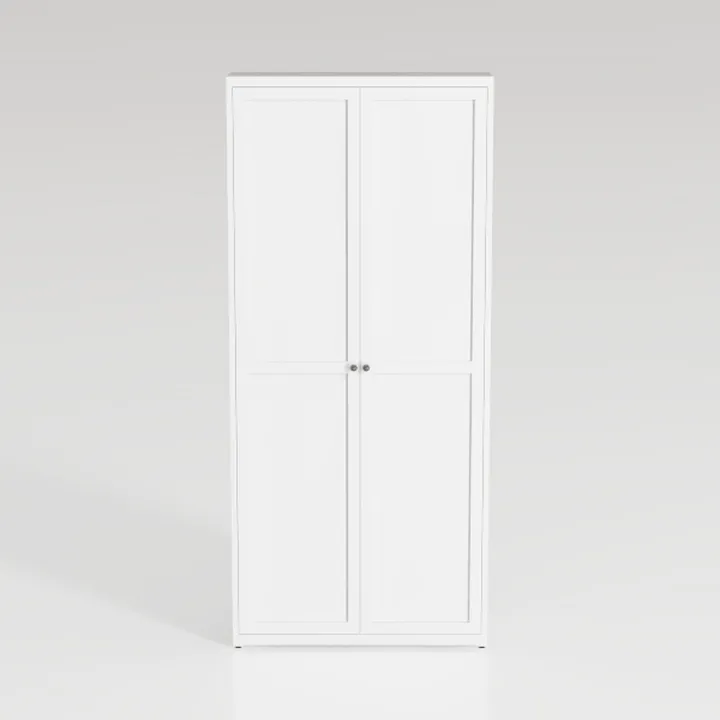 71" White Pantry Cabinet with Doors, Tall Metal