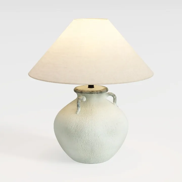 Minimalist Linen Ceramic Table Lamp 3D Model