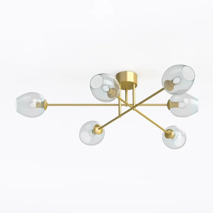 Modern Brass Glass Sputnik Chandelier Ceiling Light 3D Model
