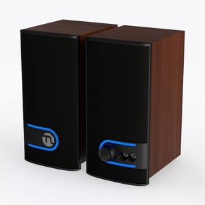 Walnut Wood Fabric Desktop Bluetooth Speakers 3D Model