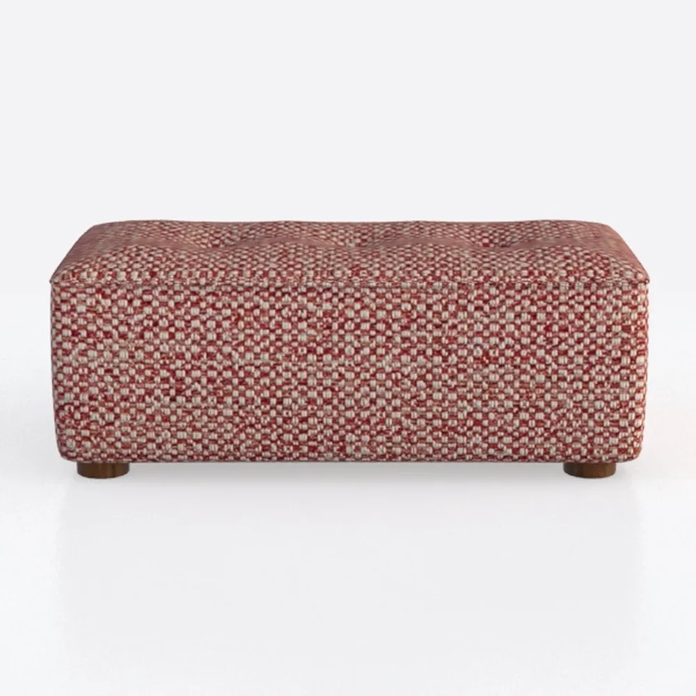Nate Boho Square Pouf in Patterned Maroon Melange 