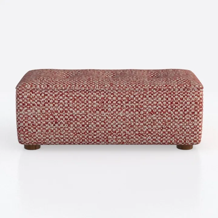Nate Boho Square Pouf in Patterned Maroon Melange