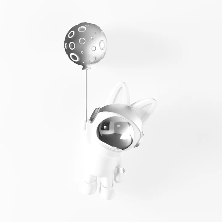 Minimalist White Astronaut Bunny Decor Figurine 3D Model