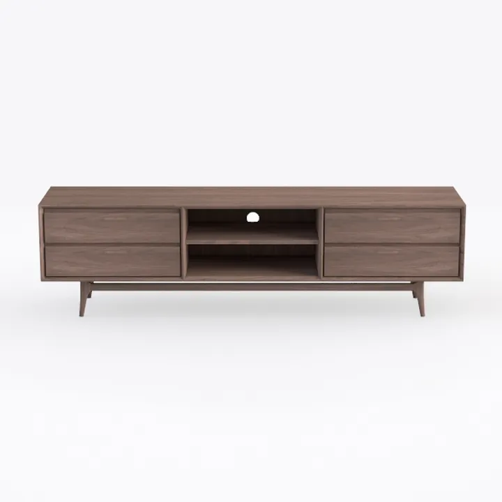 Mid-Century Solid Walnut Wood TV Stand Media Console 3D Model