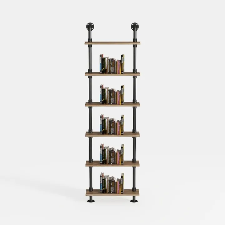 Industrial Metal Solid Wood Wall Mounted Bookshelf 3D Model