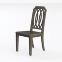 Minimalist Dark Solid Wood Dining Chair with Geometric Backrest 3D Model Left 45 Degree View