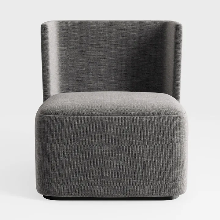 Minimalist Gray Fabric Upholstered Accent Chair 3D Model