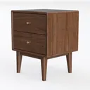 Mid Century Modern Walnut Wood Nightstand 3D Model Left 45 Degree View