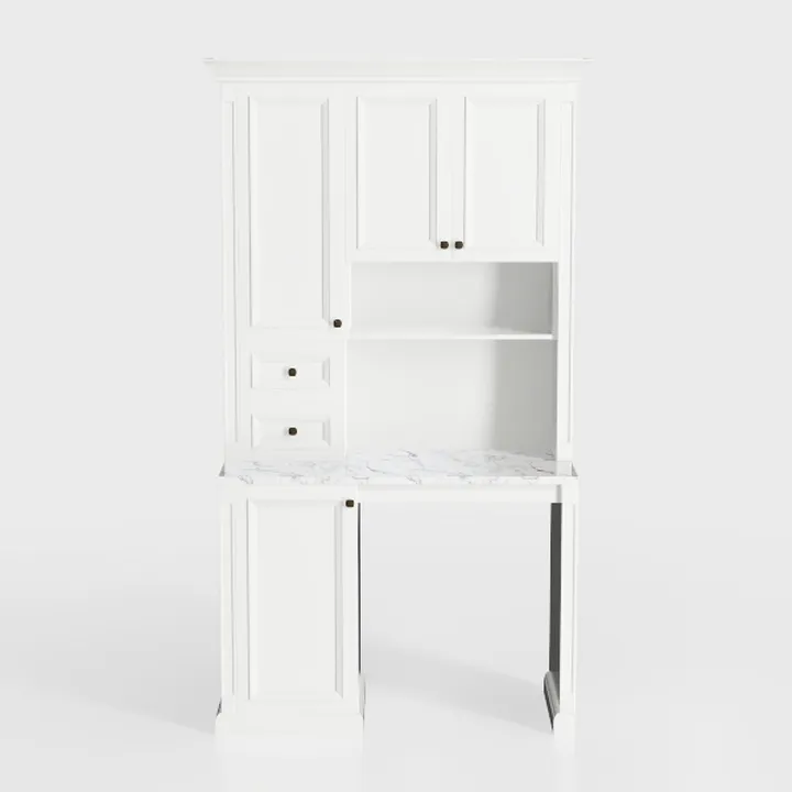 White 72" Tall Kitchen Pantry with 4 Barn Doors,