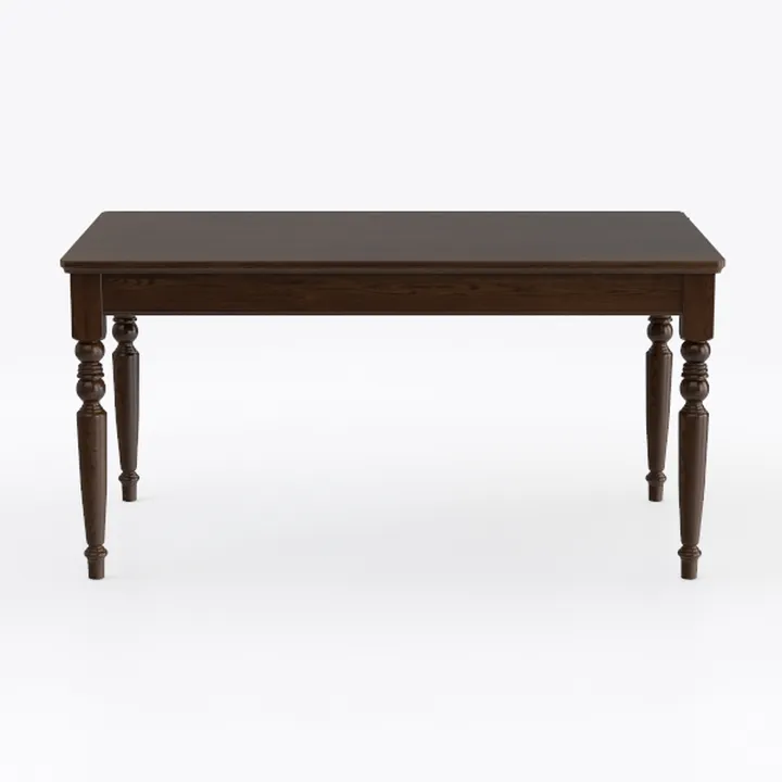 Vintage Walnut Solid Wood Dining Table With Turned Legs 3D Model