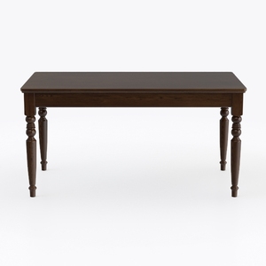 Vintage Walnut Solid Wood Dining Table With Turned Legs 3D Model