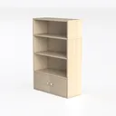 Minimalist Solid Wood Open Shelf Cabinet with Storage Doors 3D Model Left 45 Degree View