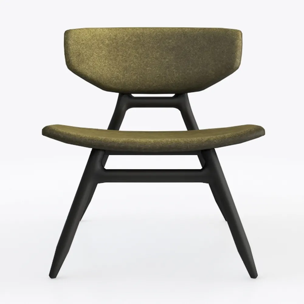 Mid Century Dark Olive Upholstered Cup Chair