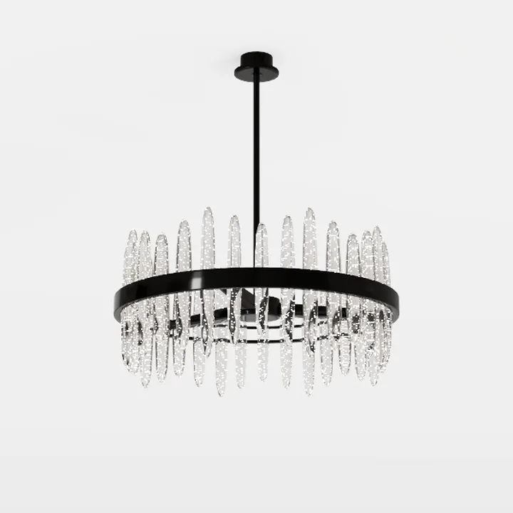Modern Black Metal Clear Glass Chandelier 3D Model