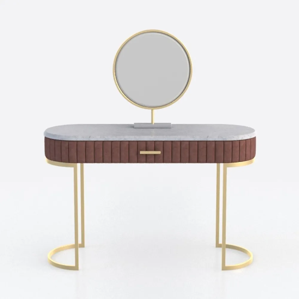 Chasson 41.3 in. White Rectangle Faux Marble Conso