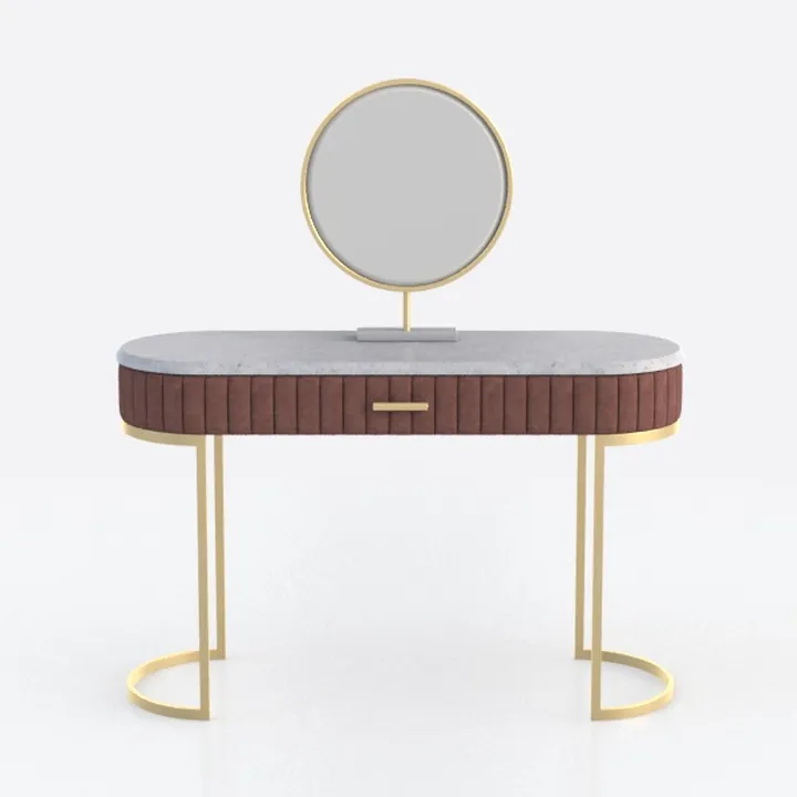 Chasson 41.3 in. White Rectangle Faux Marble Conso