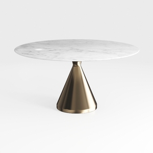 Modern Marble Top Brass Base Round Dining Table 3D Model