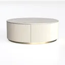 Modern Marble Top Fluted White Round Coffee Table 3D Model Left 45 Degree View