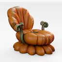 Whimsical Pumpkin Themed Accent Chair Creative Novelty 3D Model Right 45 Degree View