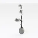 Minimalist Ceramic Potted Pine Branch Decor 3D Model Right 45 Degree View
