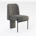Minimalist Fabric Upholstered Metal Dining Chair 3D Model Right 45 Degree View