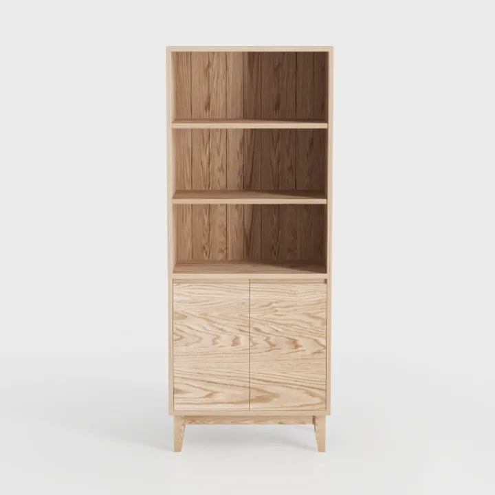 CARPETNAL Natural Oak Bookcase with Fluted Doors