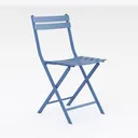 Minimalist Light Blue Metal Folding Chair 3D Model Right 45 Degree View