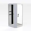 Minimalist White Solid Wood Wardrobe With Black Accents 3D Model Right 45 Degree View