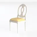 French Vintage Fabric Upholstered Dining Chair 3D Model Left 45 Degree View