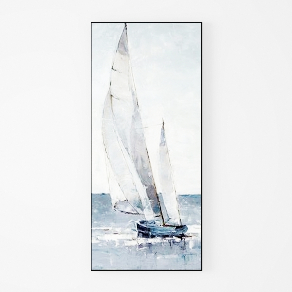 Sofoney - Silver Framed Blue White Abstract Canvas