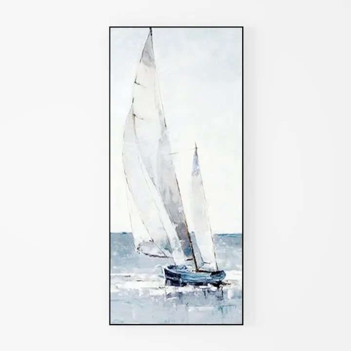 Sofoney - Silver Framed Blue White Abstract Canvas