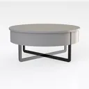Minimalist Round White Black Metal Coffee Table 3D Model Right 45 Degree View