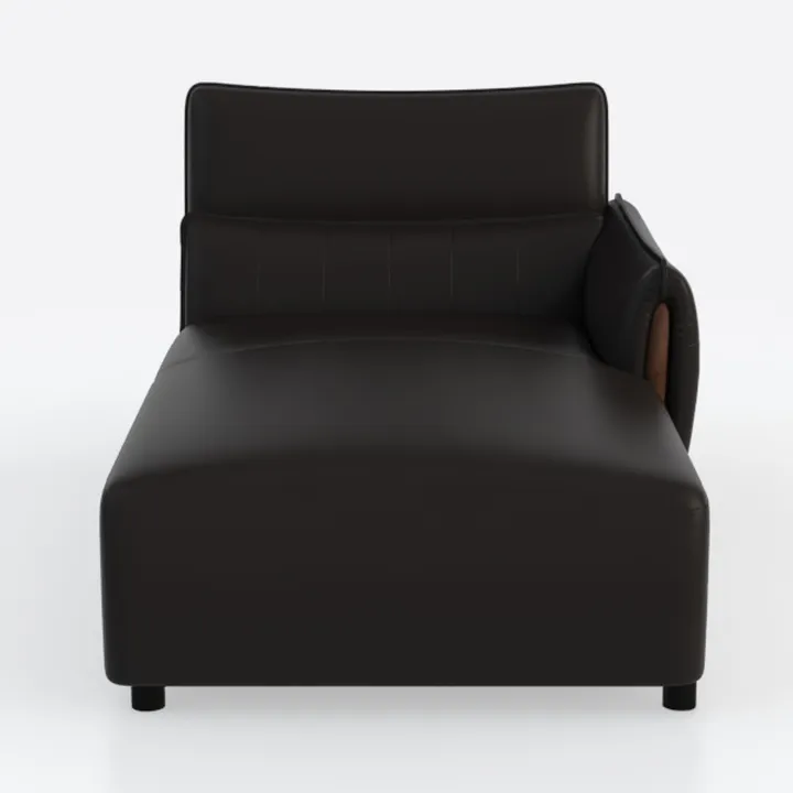 Modern Black Leather Chaise Lounge 3D Model