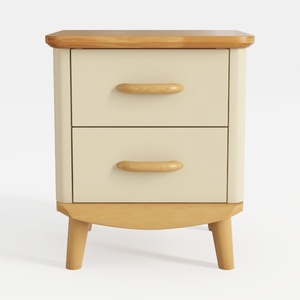 Minimalist Solid Wood Two Drawer Nightstand 3D Model