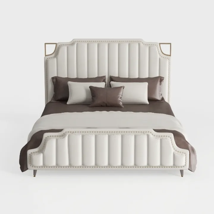 Paris Chic Cal. King Tufted Sleigh Bed - Doeskin/E