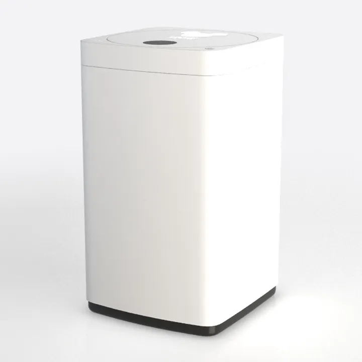 Minimalist White Plastic Smart Trash Can 3D Model