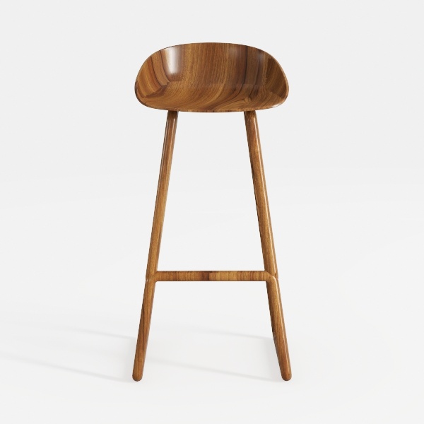 39.49 in. Brown Low Back Wood Bar Stool with Woode