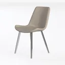 Minimalist Beige Fabric Metal Leg Dining Chair 3D Model Left 45 Degree View