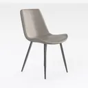 Minimalist Beige Fabric Metal Leg Dining Chair 3D Model Right 45 Degree View