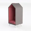 Modern Two Tone Fabric House Shaped Accent Chair 3D Model Left 45 Degree View