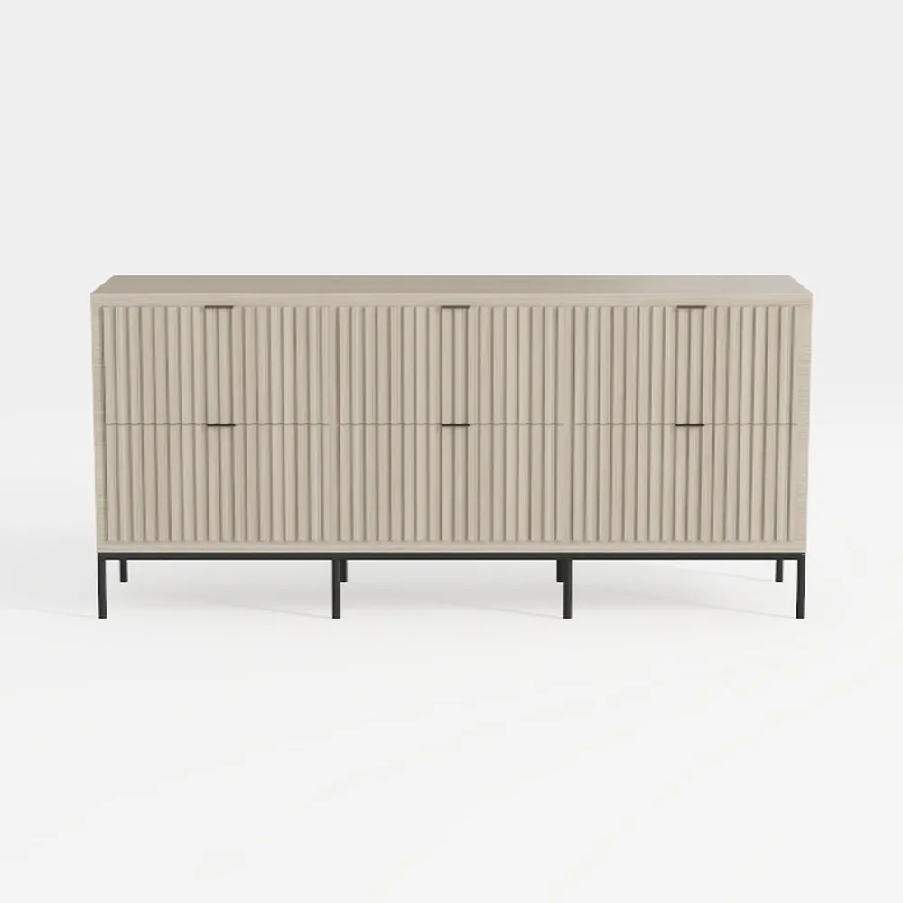 MoomJiee Modern Fluted Executive Desk with File Dr