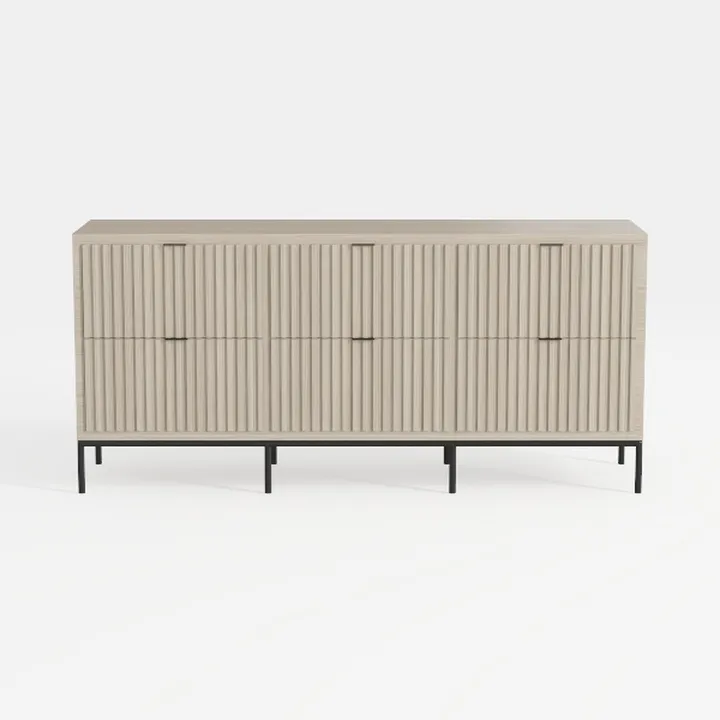 MoomJiee Modern Fluted Executive Desk with File Dr