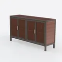 Buffet Cabinet with Storage, 63" Walnut Sideboard Left 45 Degree View