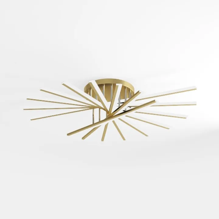 Yunnix Semi Flush Mount 8 Light Gold Chandelier