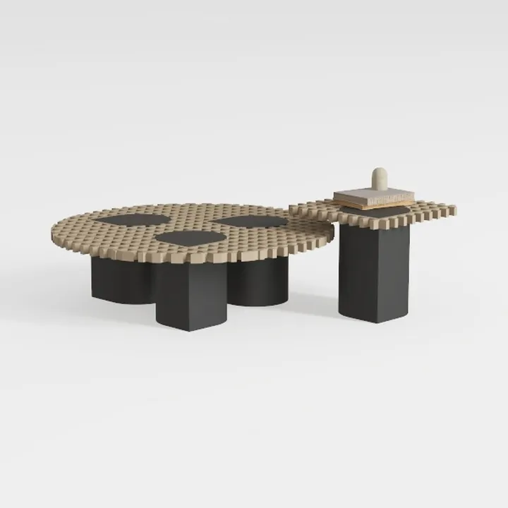 Mid Century Modern Coffee Table Set of 2, Nesting