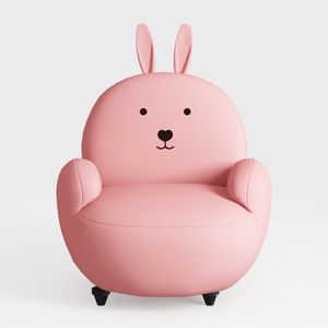 Cute Pink Fabric Cartoon Rabbit Kids Armchair 3D Model