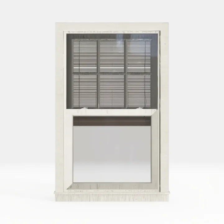Minimalist Marble Double Hung Window with Blinds 3D Model