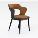 Modern Minimalist Orange Fabric Upholstered Dining Armchair 3D Model Right 45 Degree View