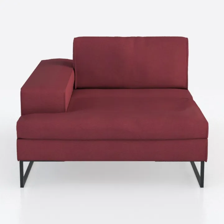 Glory Furniture Pompano Velvet Sofa Chaise in Burg