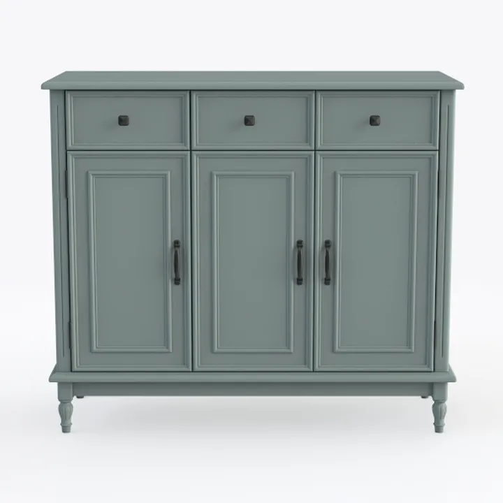 Vintage Sage Green Solid Wood Storage Cabinet 3D Model